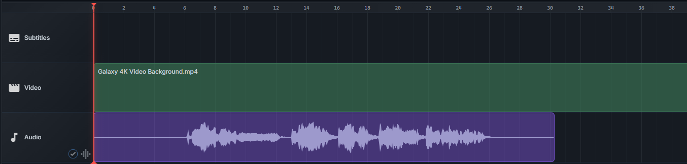 Project timeline showing audio and video tracks with imported assets arranged chronologically